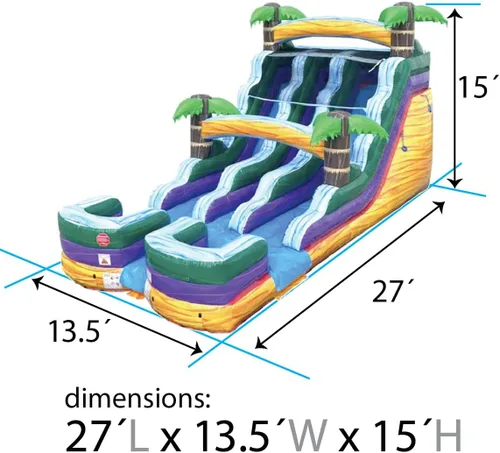 Miniatura 3 de TentandTable Tobogán acuático inflable de doble carril para niños y adultos, diversión acuática gigante de grado comercial, incluye soplador de aire