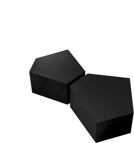 Miniatura 8 de Juego de mesa auxiliar anidable, geométrico, pentágono irregular, cóctel, centro, sala de estar, oficina, comedor (negro)