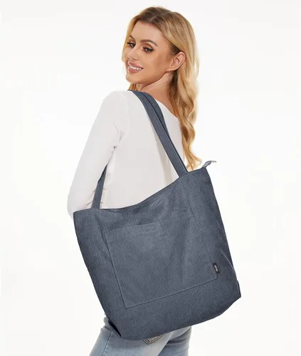 Miniatura 4 de KALIDI Bolso de mano de pana para mujer, bolso de hombro grande con bolsillo con cremallera, bolso Hobo casual de gran capacidad, bolsa de trabajo