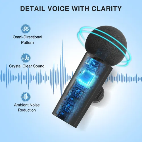 Miniatura 3 de FIFINE Sistema Lavalier inalámbrico con 2 micrófonos, micrófono de solapa con sonido claro para entrevistas de video de YouTube, mini micrófono dual