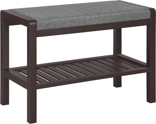 SONGMICS Zapatero con asiento acolchado tapizado, estante de almacenamiento, organizador de zapatos, soporta hasta 350 libras, ideal para entrada,