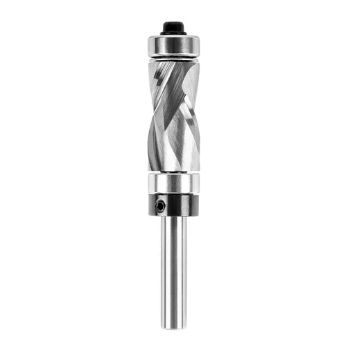 SpeTool Broca de enrutador de corte a ras de compresión de carburo, vástago de 1/4 con rodamientos superior e inferior, plantilla de patrón de corte