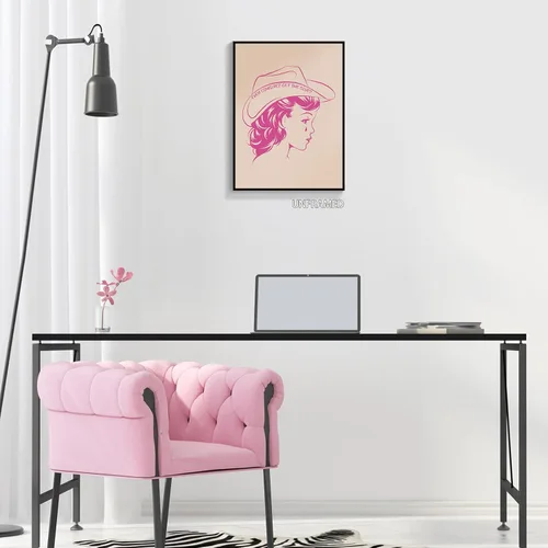 Miniatura 4 de abrtolpffo Impresión artística de pared rosa vintage, póster de vaquera para dormitorio de niñas, lienzo sin marco de 12 x 16 pulgadas Pinkgirl