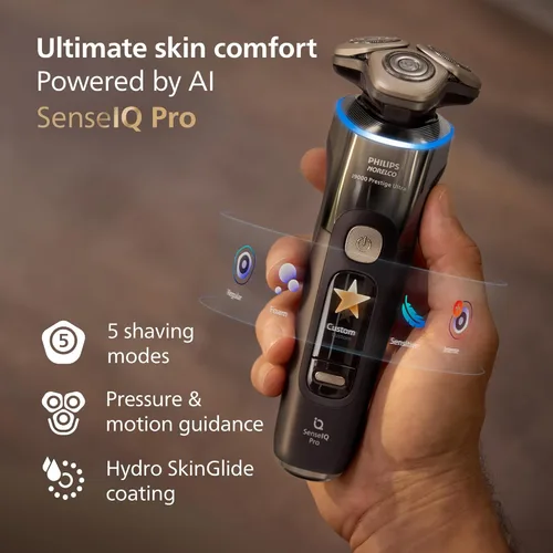 Miniatura 6 de Philips Norelco Shaver i9000 Prestige Ultra, afeitadora eléctrica en seco y húmedo, degradado negro, tecnología SenseIQ Pro, sistema de triple