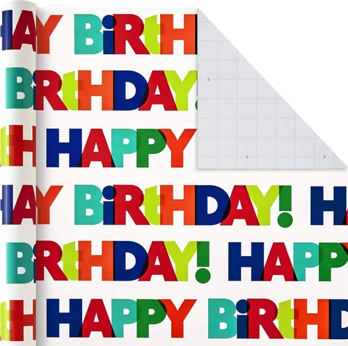 Miniatura 9 de Hallmark Rollos de papel de regalo de cumpleaños para graduación, boda, baby shower, despedida de soltera, papel de regalo floral, blanco y dorado