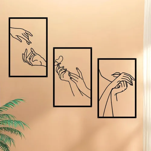 Miniatura 9 de Arte de pared de metal con forma de mano de cuerpo minimalista de líneas femeninas, esculturas de pared modernas de línea abstracta para el hogar