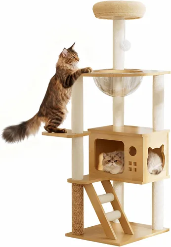 Miniatura 11 de Estantes de pared para gatos para gatitos, árbol para gatos de piso a techo de 83 pulgadas con almohadillas de felpa grises, árbol de escalada