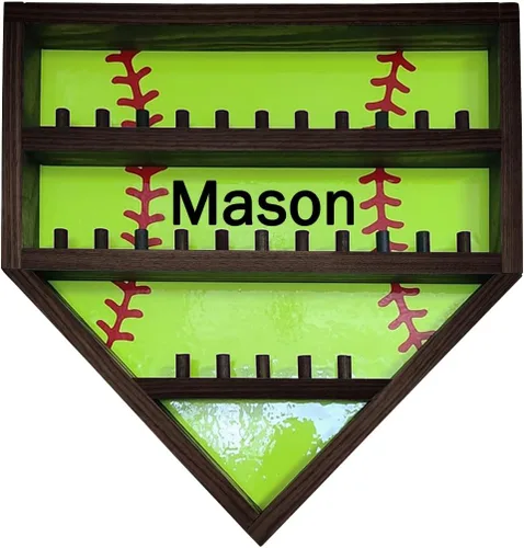 Miniatura 10 de Vitrina de béisbol personalizada con soporte de madera para pelotas de béisbol con nombre personalizado, vitrina de montaje en pared, vitrina