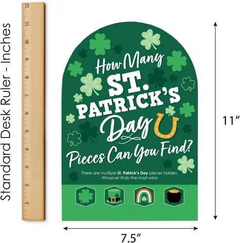 Miniatura 6 de Big Dot of Happiness Trébol Día de San Patricio – Búsqueda del tesoro de la fiesta del día de San Patricio – 1 soporte y 48 piezas de juego – Juego