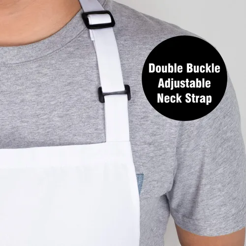 Miniatura 4 de Xornis Paquete de 4 delantales con peto con 2 bolsillos, delantal de cocina para cocinar, color blanco
