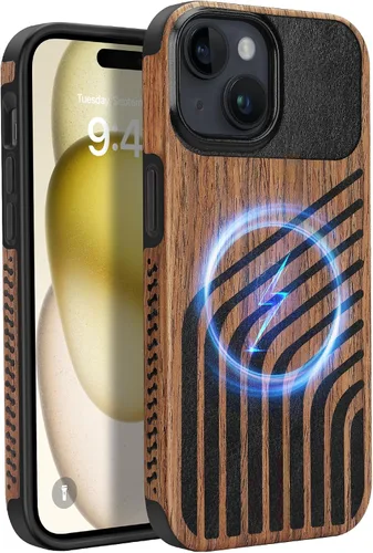 Miniatura 44 de Funda magnética ZZDZZ compatible con iPhone 14 Plus [Compatible con Magsafe] Diseño de cuero premium TPU híbrido a prueba de golpes (Negro)