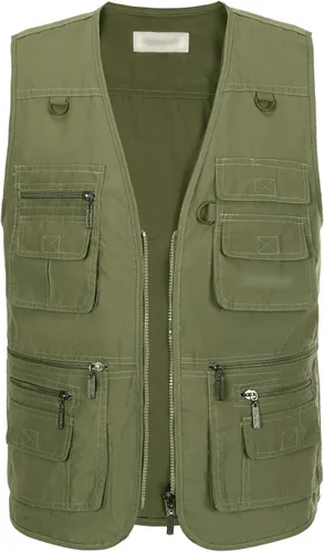 Miniatura 2 de Chaleco de viaje casual Safari para hombre, 16 bolsillos, chaleco de trabajo al aire libre, chaqueta sin mangas, chaqueta de pesca, senderismo