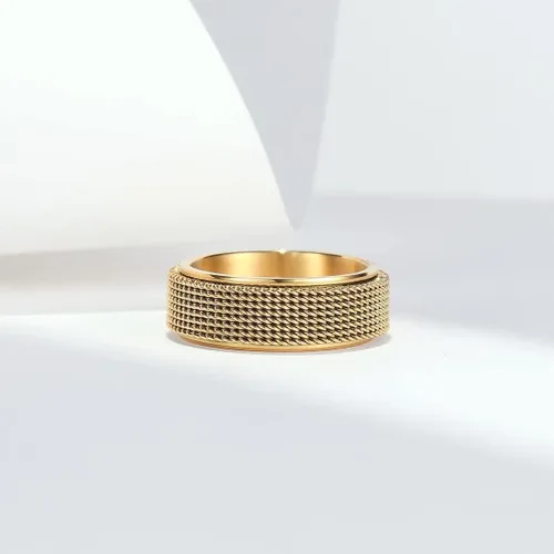 Miniatura 14 de King Will Anillo de ansiedad giratorio para hombre, color negro, plateado, dorado, 0.315 in, cadena de malla de alambre de acero inoxidable, malla