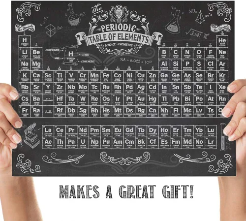 Miniatura 5 de Tabla periódica de elementos de 11 x 14 pulgadas, impresión sin marco, arte de pared de ciencia estilo pizarra, póster educativo de química y física