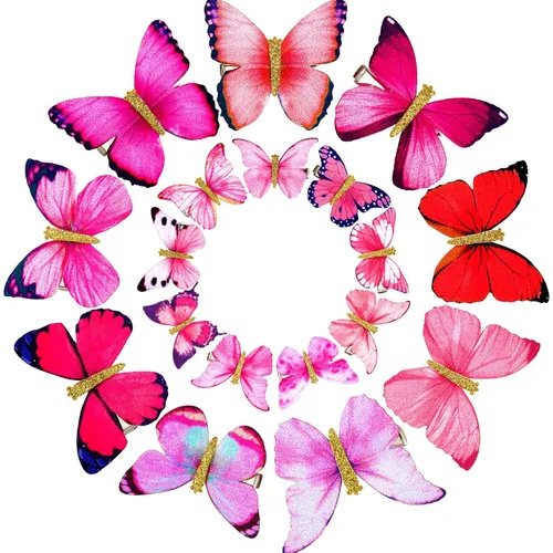 Boao 18 Piezas Pinzas para el Cabello de Mariposa con Purpurina para Niñas Adolescentes Mujeres Accesorios para el Cabello (Estilo Vintage)