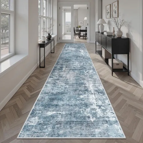 Miniatura 161 de Alfombra de pasillo Soalmost 2'6" x 10' lavable, alfombra antideslizante para cocina, baño, lavandería, alfombras vintage ultra delgadas para Beige