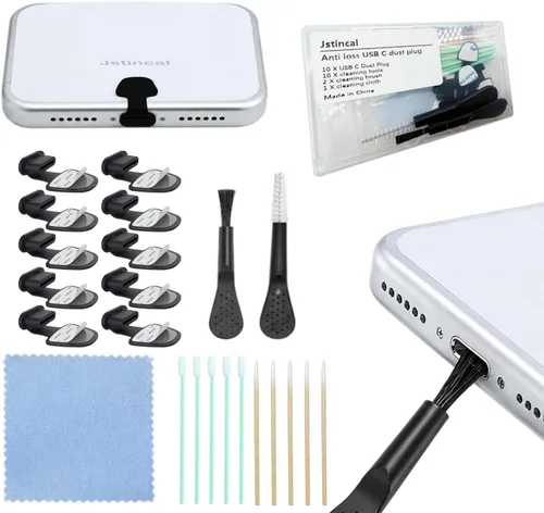 Miniatura 8 de Tapones antipérdida de polvo tipo USB C, cubiertas de silicona para puerto USB tipo C, con adhesivo desmontable para teléfono móvil, compatibles