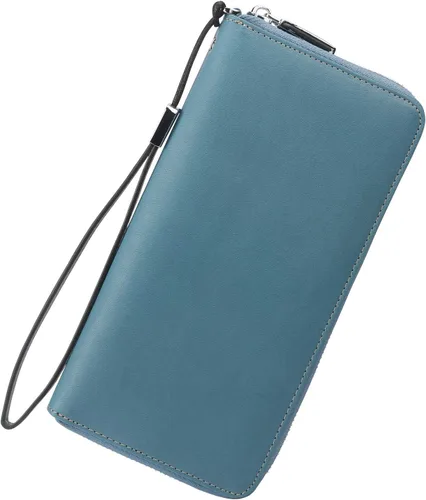 Miniatura 45 de Lavemi Pequeña cartera compacta para mujer, con bloqueo RFID, de piel auténtica, plegable, con ventanas de identificación