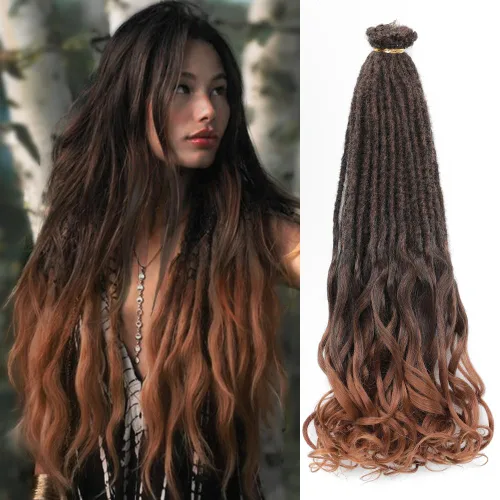 Miniatura 11 de Extensiones de rastas rectas sintéticas de doble extremo, 24 pulgadas, 5 hebras de 0.5 in de ancho, suaves de color negro a marrón oscuro