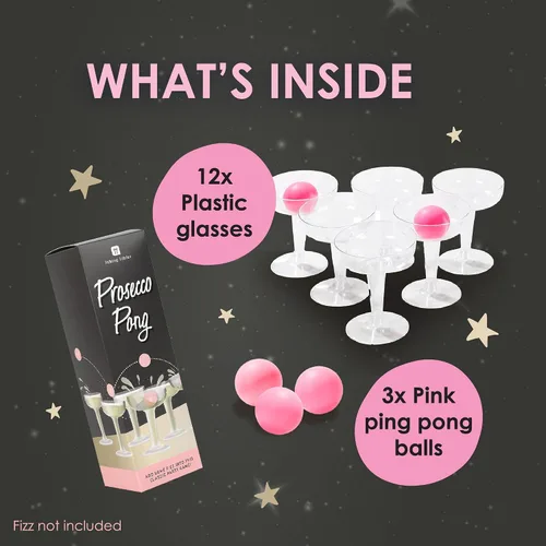 Miniatura 3 de Talking Tables Prosecco Pong - Juego de fiesta de beber, incluye bolas, juegos para despedida de soltera, noche de niñas, cumpleaños, despedida