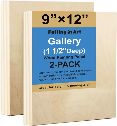 Miniatura 10 de Falling in Art Paquete de 2 paneles de lienzo de madera sin terminar, kit de paneles de madera de abedul de galería de 20 x 20 pulgadas, tablas