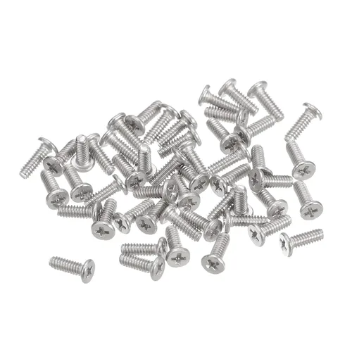 Miniatura 57 de Uxcell M1-0.25 x 2 mm 50 piezas Tornillos de cabeza plana redonda 304 de acero inoxidable Phillips Drive tornillos de máquina para fijación