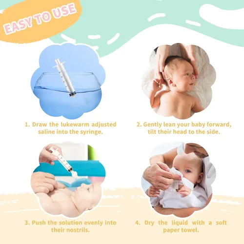 Miniatura 6 de Irrigador nasal para bebé, 0.3 fl oz, aspirador nasal profesional para bebés con puntas de succión nasal de silicona segura, jeringa nasal portátil