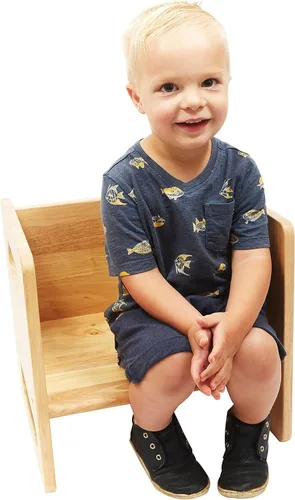 Miniatura 6 de Montessori Mesa y silla de destete (15 pulgadas), silla de madera maciza para niños pequeños, silla cúbica para niños pequeños, madera dura, muebles