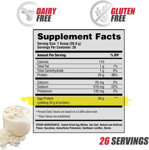 Miniatura 2 de Apollon Nutrition Egg-Cellent - Proteína en polvo de clara de huevo, 0.85 oz, recuperación, crecimiento muscular, para hombres y mujeres, sin