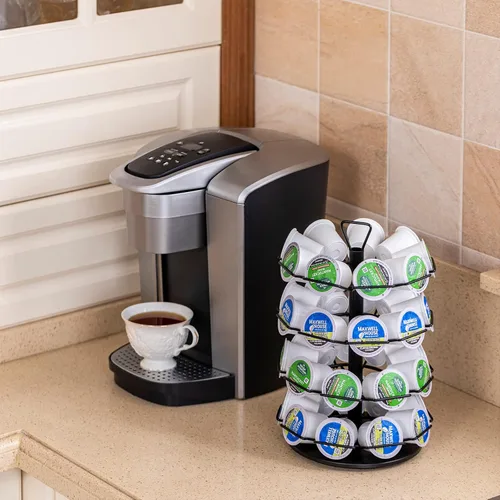 Miniatura 6 de ZCDCP Soporte para tazas K de 4 niveles, soporte organizador de almacenamiento de cápsulas de café de metal, compatible con cápsulas de 36 K Cup