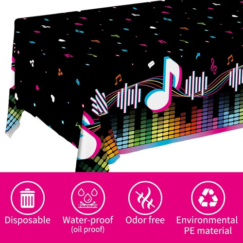 Miniatura 7 de Suministros para fiestas musicales, platos de papel desechables, servilletas, vasos, mantel y pancarta para niñas y niños, decoración de cumpleaños