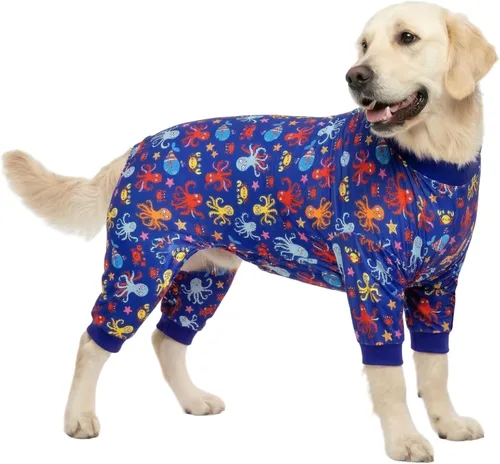 Miniatura 10 de LovinPet Pijama de Perro para Perros Grandes - Camisa para Aliviar la Ansiedad, Protección Solar para Perros, Pijamas de Recuperación Poscirugía