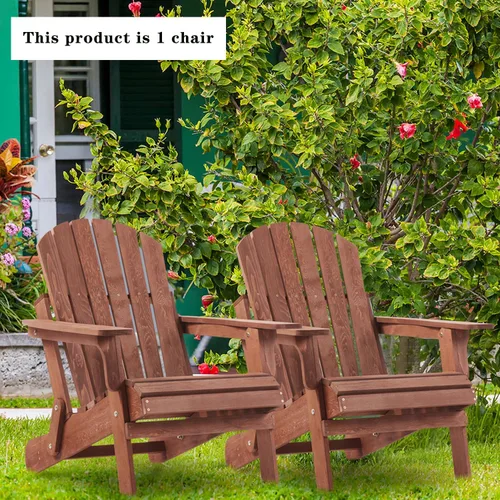 Miniatura 7 de Silla Adirondack plegable de madera para exteriores con respaldo y tabla de asiento premontados, capacidad de 330 libras, silla de madera de gran