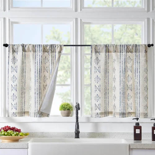 Miniatura 25 de Jinchan - Cortinas opacas del 95% para cocina estilo boho, cortinas de 24 pulgadas para cafetería, cortinas pequeñas estilo bohemio para dormitorio