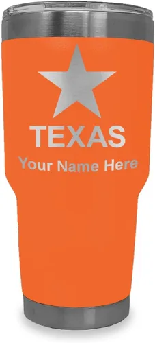 Miniatura 14 de LaserGram Vaso aislado al vacío de 20 onzas, bandera de Texas, grabado personalizado incluido (negro)