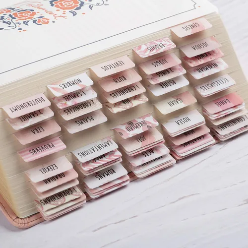 Miniatura 4 de DiverseBee Pestañas laminadas de la Biblia para mujeres (letra grande, fácil de leer), pestañas coloridas para libros de diario bíblico, regalo Rosa