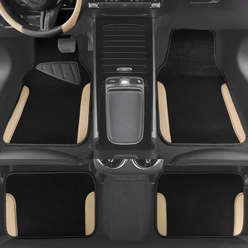 Miniatura 7 de CAR PASS Funda de cuero sintético para volante y tapetes impermeables para automóvil, ajuste universal para el 95% de los sedán, SUV, automóviles
