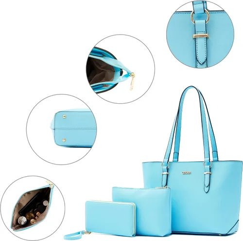 Miniatura 7 de Juego de bolsos y carteras para mujer, bolso de mano para el trabajo, bolso de hombro con asa superior y cartera a juego