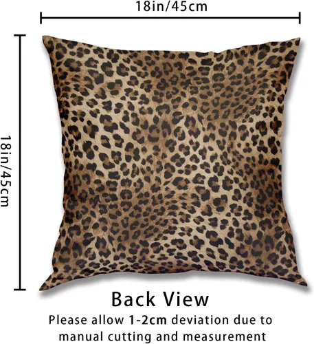 Miniatura 4 de Funda de almohada marrón con estampado de leopardo - 2 piezas Funda de almohada de guepardo de 16x16 pulgadas Fundas de almohada de algodón