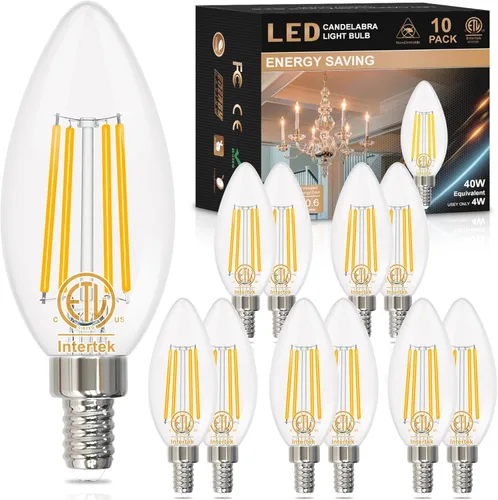 Miniatura 11 de Bombilla LED E12 para candelabro, 2700 K, blanco cálido, equivalente a 40 W, bombillas tipo B con forma de vela de 4 W, bombilla LED B11 para Luz