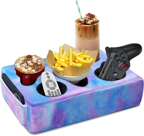 Miniatura 9 de Cojín Portavasos para Sofá Cama, Portabebidas Nisdoing de 5 Orificios para Sofá ¡Mantén las Bebidas al Alcance y Conserva la Temperatura, Evita Negro