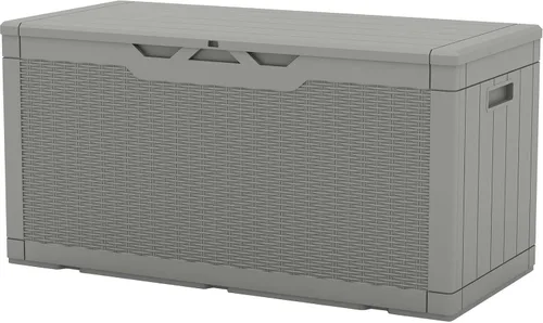 Miniatura 9 de Patiowell Caja de resina de 100 galones con cojín, caja de almacenamiento impermeable grande para exteriores para muebles de patio y herramientas
