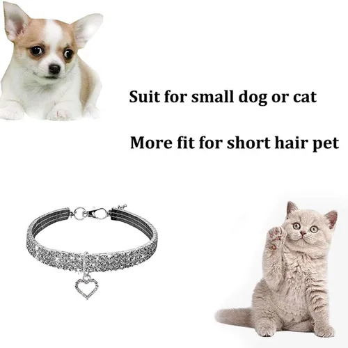 Miniatura 5 de Juego de Collar y Correa de Perro con Diamantes de Imitación y Perlas, Ajustable, Perros/Gatos Pequeños, Hembra, Elegante, Perla