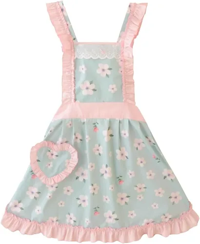 Miniatura 18 de CRB Fashion Delantal para mujeres para cocinar y hornear Delantales de chef de cocina para damas, mujer, con bolsillo Floral rosa