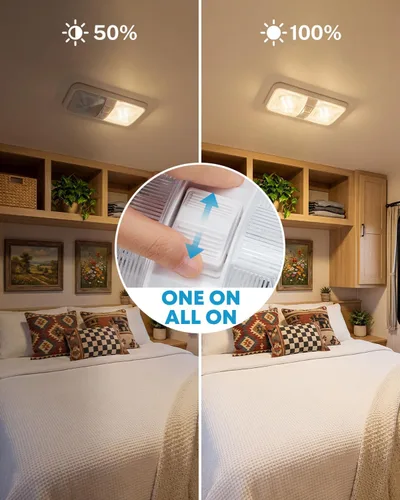 Miniatura 2 de Kohree RV LED Ceiling Lights Interior, 12V DC Double Dome Light Fixture for Camper Trailer Boat - 5 Pack, 600 Lumens, 4000K Natural White, 3-Way