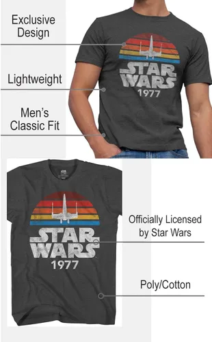 Miniatura 2 de STAR WARS 1977 Logo Rainbow X-Wing Camiseta para hombre