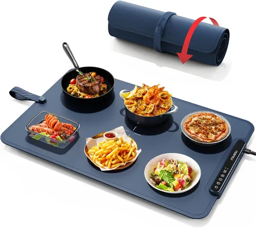 Miniatura 14 de Tapete Calentador para Alimentos, Bandeja Calentadora Eléctrica iTRUSOU Calor Continuo 99H, 7 Configuraciones de Temperatura, Calentamiento Gris