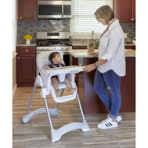 Miniatura 3 de Dream On Me Solid Times - Silla alta para bebés y niños pequeños en gris, múltiples posiciones de reclinación y altura, silla alta ligera y portátil
