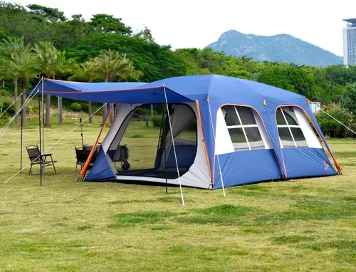 Miniatura 18 de KTT Extra Large Tent 12-14 Person,Family Cabin Tents,2 Rooms,Straight Wall,2 Doors 4 Windows with Mesh,Waterproof,Double Layer,Big Tent for Azul
