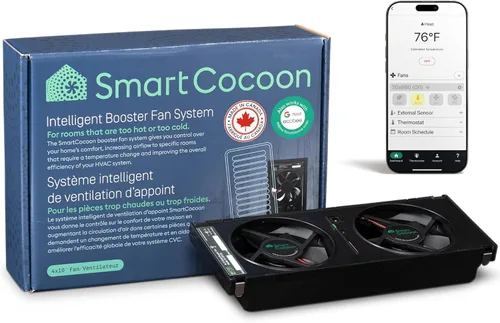 Ventilador de refuerzo de registro de 4"X10" - Ventilador inteligente dual de aire acondicionado y calefacción de piso - Se integra con los